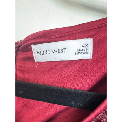 Nine West Red Short Sleeve Knee-length Dress Women's 4x