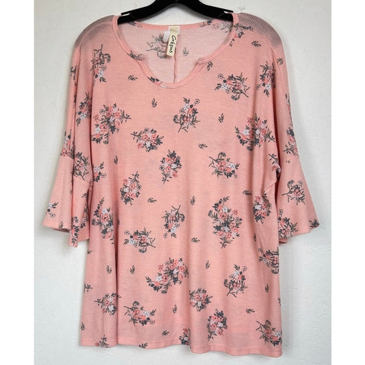Crepas Pink 3/4 Sleeve Blouse Women's Small