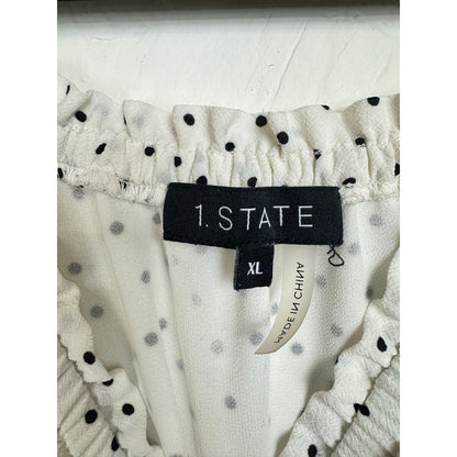 1. State White & Black 3/4 Sleeve Blouse Women's Size XL