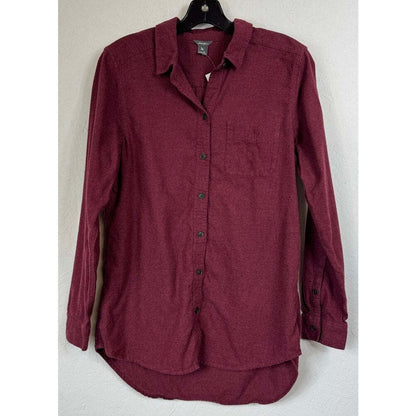 Eddie Bauer Red Long Sleeve Button Up Blouse Women's Medium
