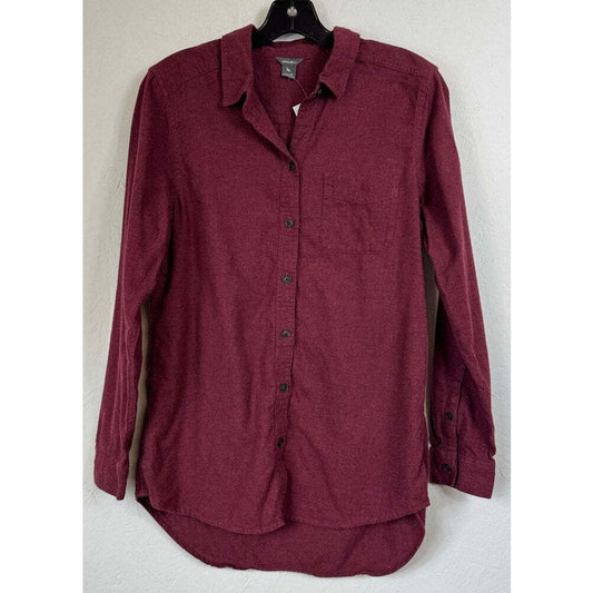 Eddie Bauer Red Long Sleeve Button Up Blouse Women's Medium