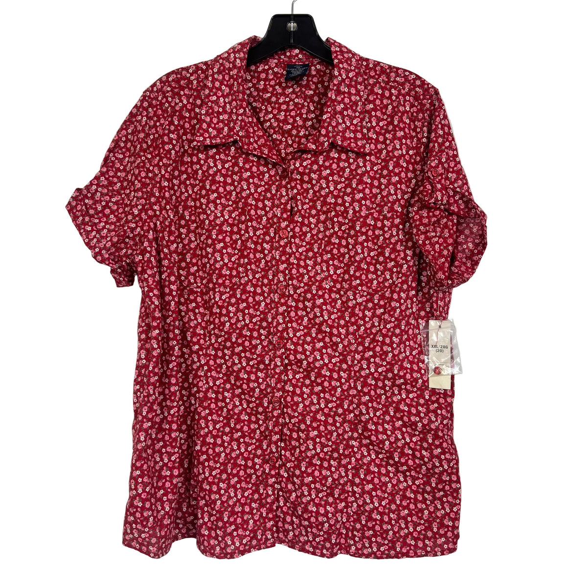 Faded Glory Red Floral Print Shirt Women's Size XXL - Image 1