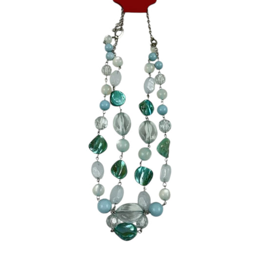 Fashion Jewelry Blue & White and Green Beaded Chain Women's Necklace - Image 1