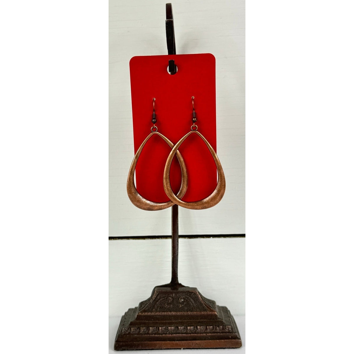 Fashion Jewelry Women's Copper Teardrop Dangle Fishhook Earrings - Image 1