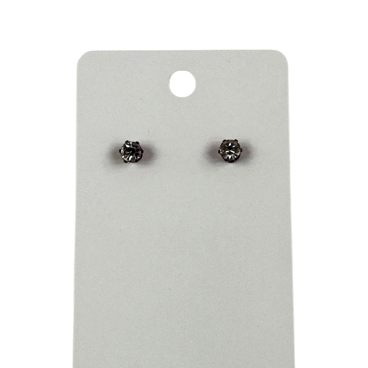 Fashion Jewelry Dark Pink Setting White Rhinestone Stud Earrings - Image 1