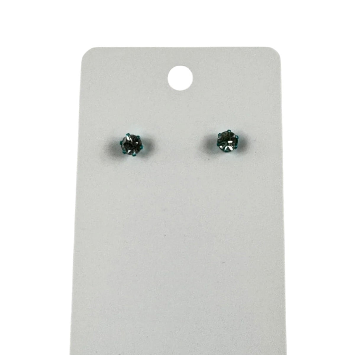 Fashion Jewelry Light Blue Setting White Rhinestone Stud Earrings - Image 1
