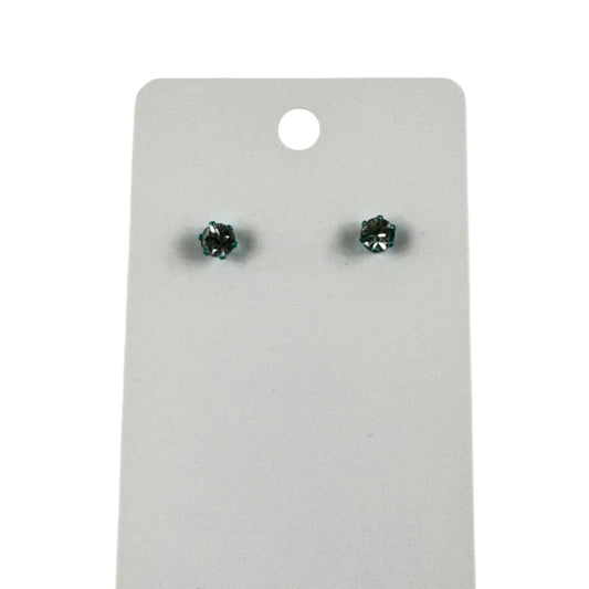 Fashion Jewelry Light Blue Setting White Rhinestone Stud Earrings - Image 1