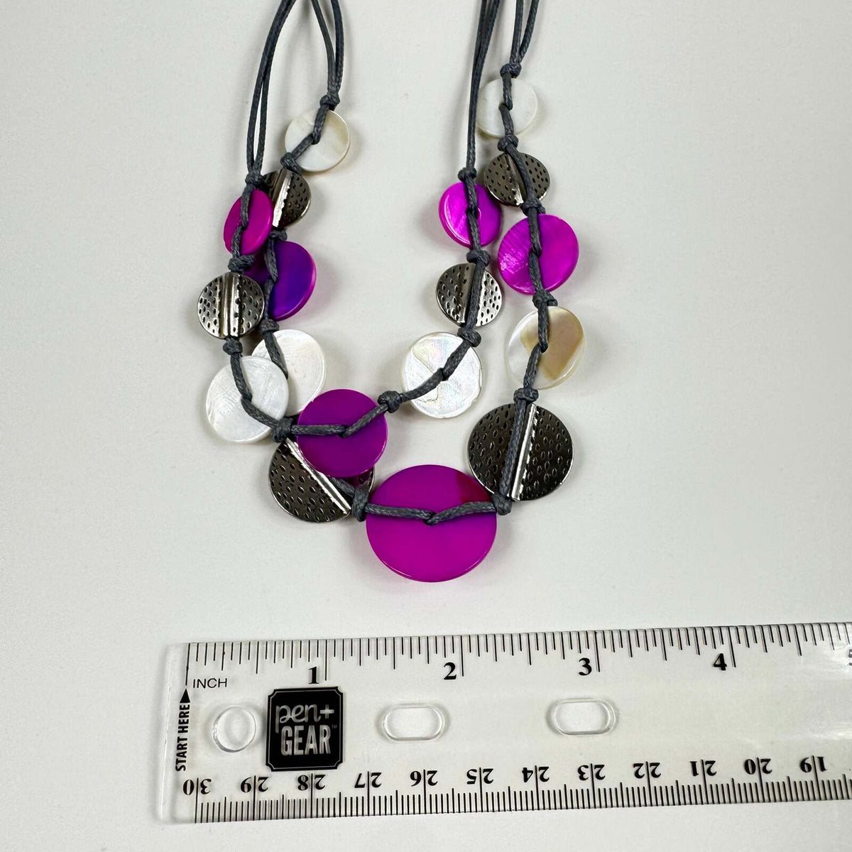 Fashion Jewelry Multi-Strand Cord With Purple, White & Silver Beaded Women's  Necklace - Image 2