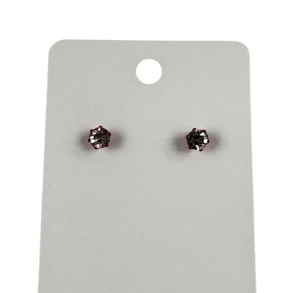 Fashion Jewelry Pink Setting White Rhinestone Stud Earrings - Image 1