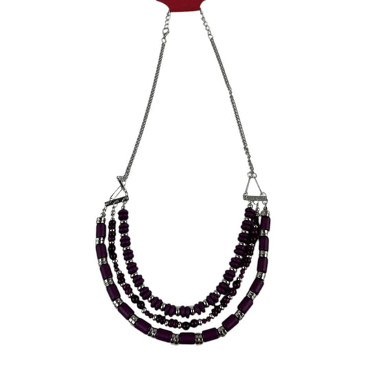 Fashion Jewelry Purple Three-Tiered Beaded Women's Necklace - Image 1