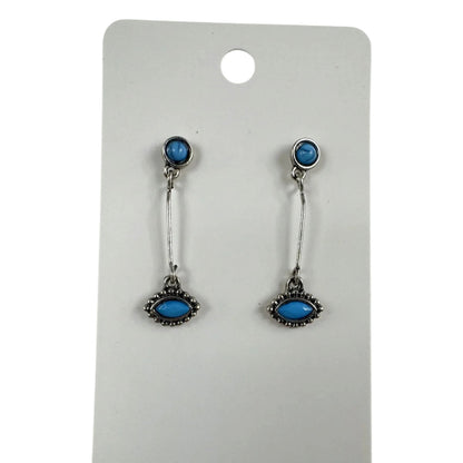 Fashion Jewelry Silver & Turquoise Toned Dangle Earrings - Image 1