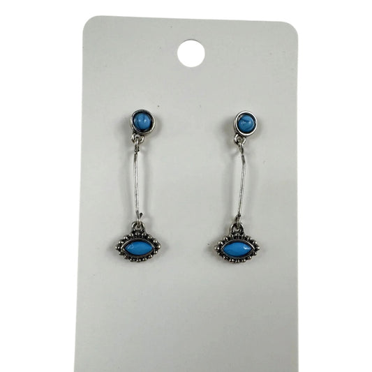 Fashion Jewelry Silver & Turquoise Toned Dangle Earrings - Image 1
