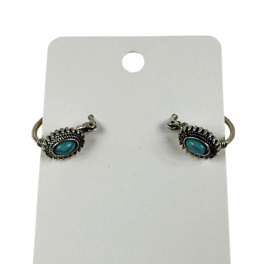 Fashion Jewelry Silver & Turquoise Toned Hoop Earrings - Image 1