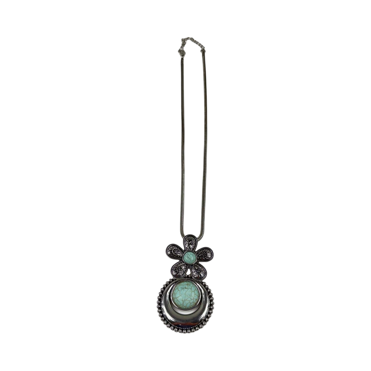 Fashion Jewelry Silver And Turquoise Women's Necklace - Image 1