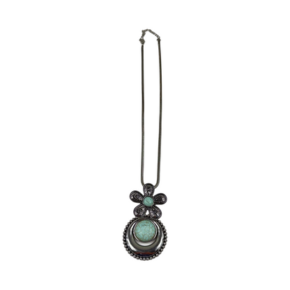 Fashion Jewelry Silver And Turquoise Women's Necklace - Image 1