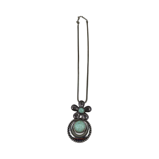 Fashion Jewelry Silver And Turquoise Women's Necklace - Image 1