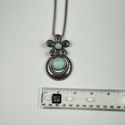 Fashion Jewelry Silver And Turquoise Women's Necklace - Image 3