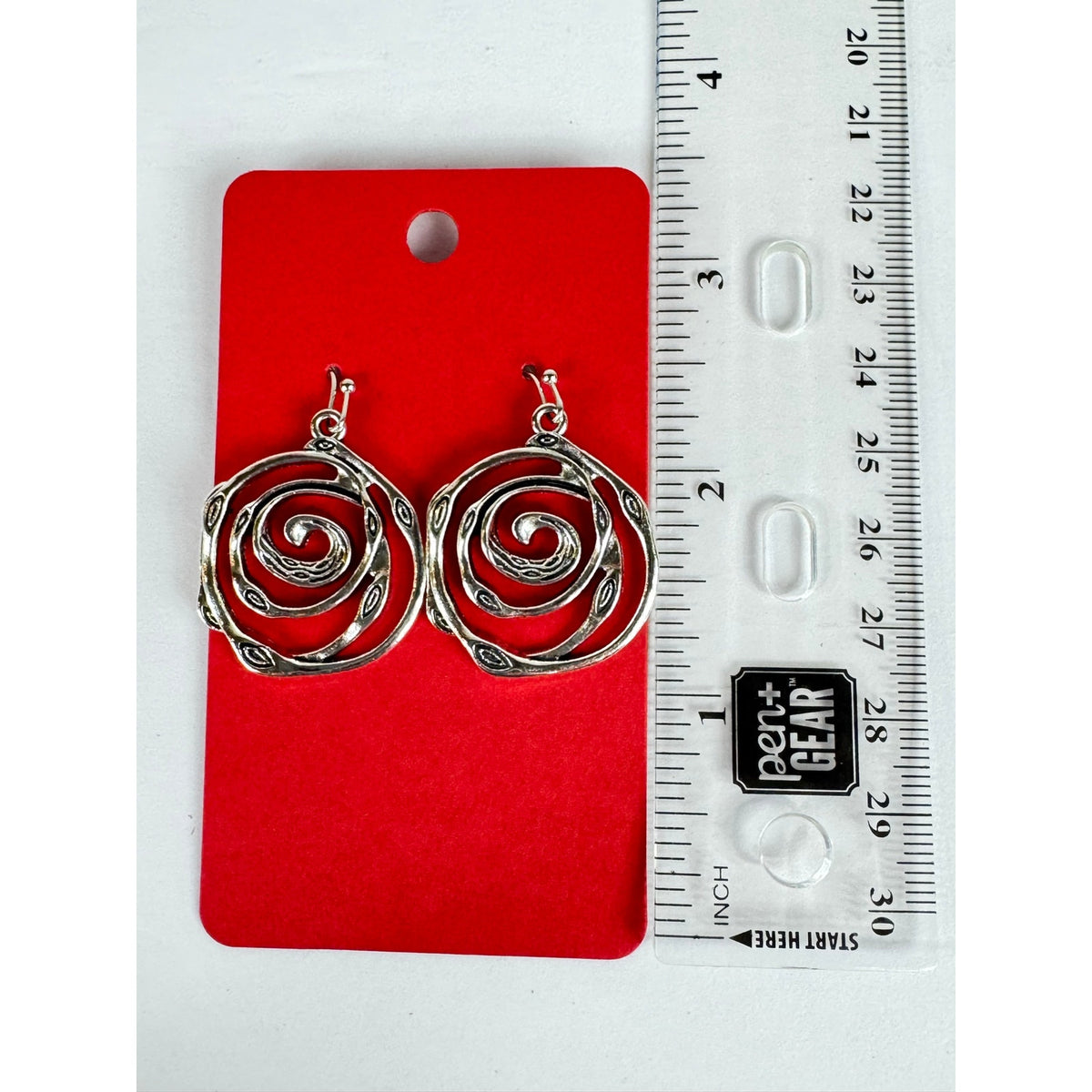 Fashion Jewelry Spiral Swirl Dangle Earrings Fish Hook Silver Tone Women's - Image 3