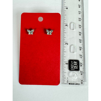 Fashion Jewelry Women's Silver Butterfly Stud Earrings - Image 3