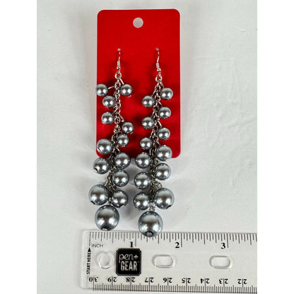 Fashion Jewelry Women's Silver Pearl Dangle Earrings - Image 4