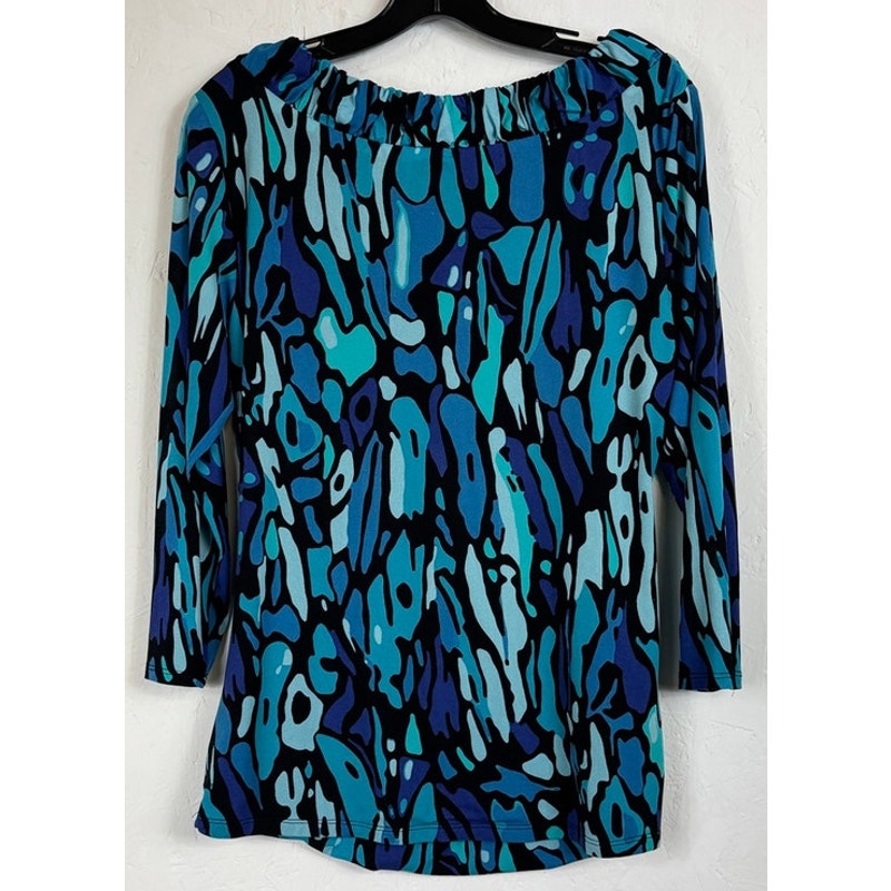 Style & Co. Blue 3/4 Sleeve Blouse Women's Large