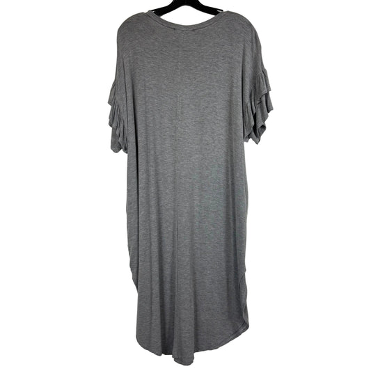 a.gain Heather Gray Double Ruffle Short Sleeve Dress XL - Image 1