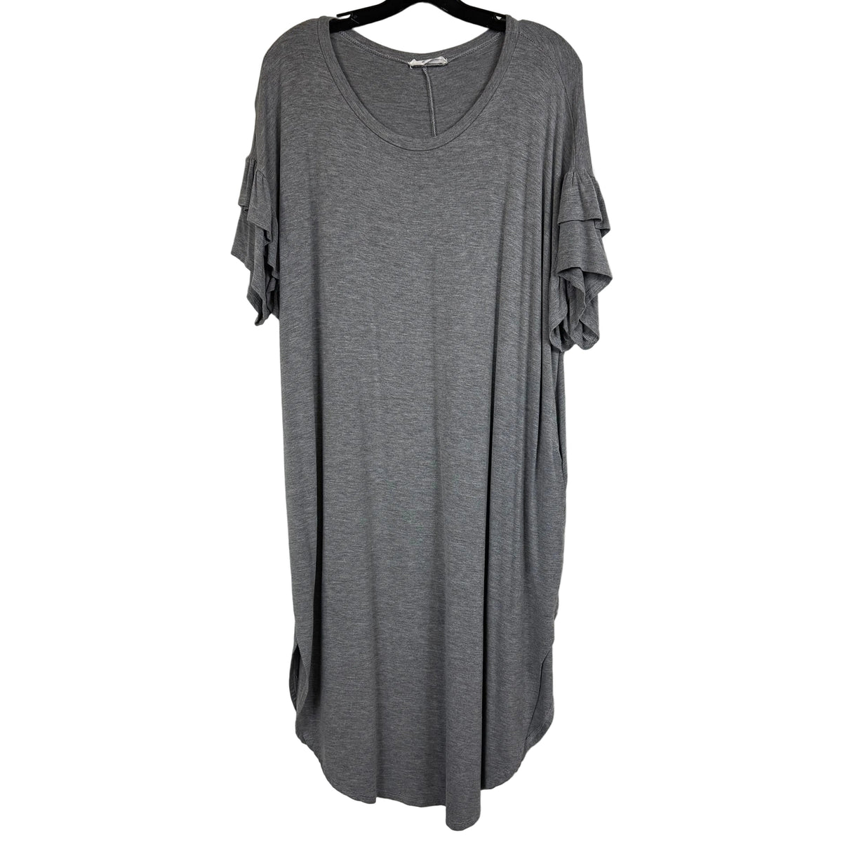 a.gain Heather Gray Double Ruffle Short Sleeve Dress XL - Image 2