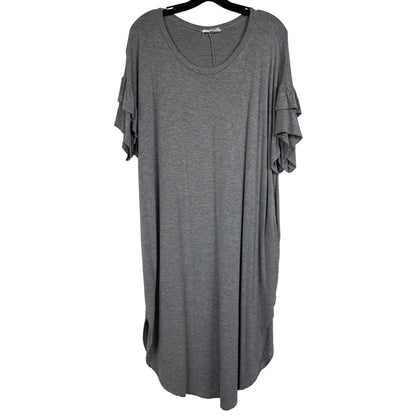 a.gain Heather Gray Double Ruffle Short Sleeve Dress XL - Image 2
