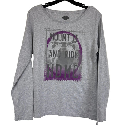 Harley-Davidson Women's Long Sleeve Gray T-Shirt Size Large - Image 1