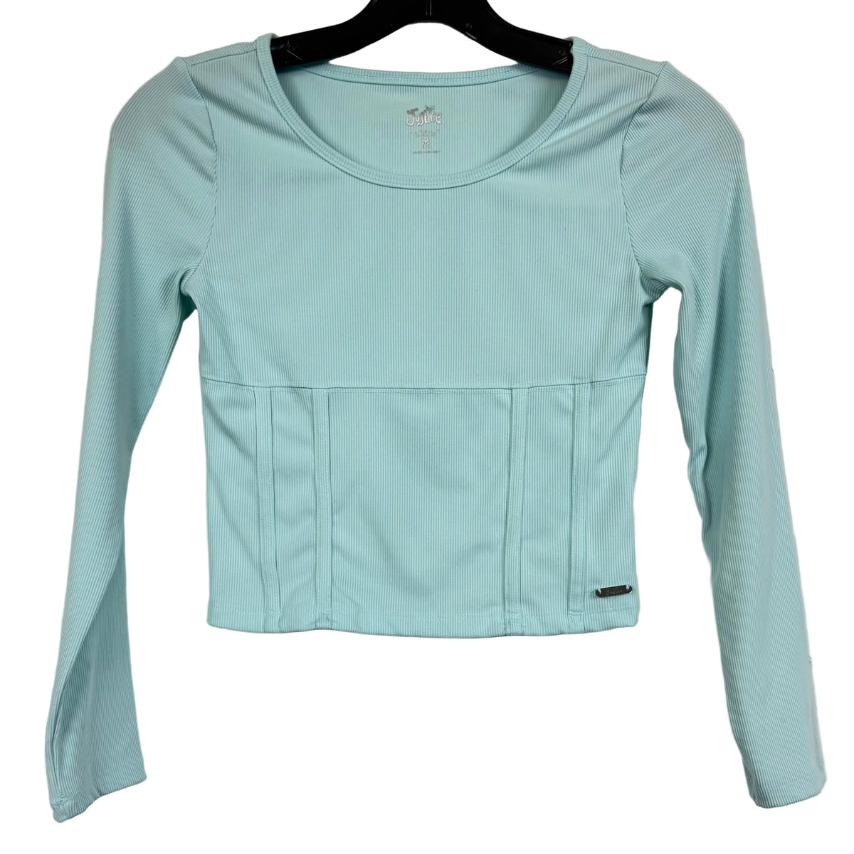 Justice Long Sleeve Turquoise Cropped Top Kids' Size Medium - Image 1