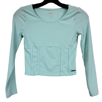 Justice Long Sleeve Turquoise Cropped Top Kids' Size Medium - Image 1