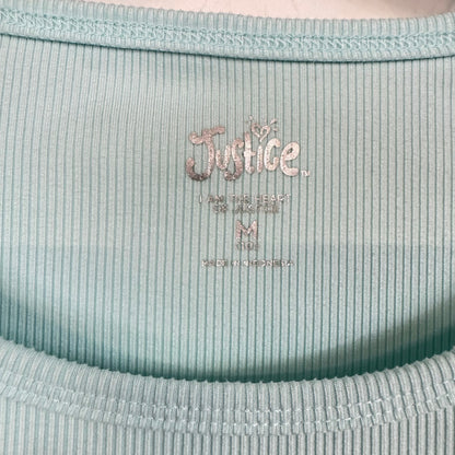 Justice Long Sleeve Turquoise Cropped Top Kids' Size Medium - Image 3
