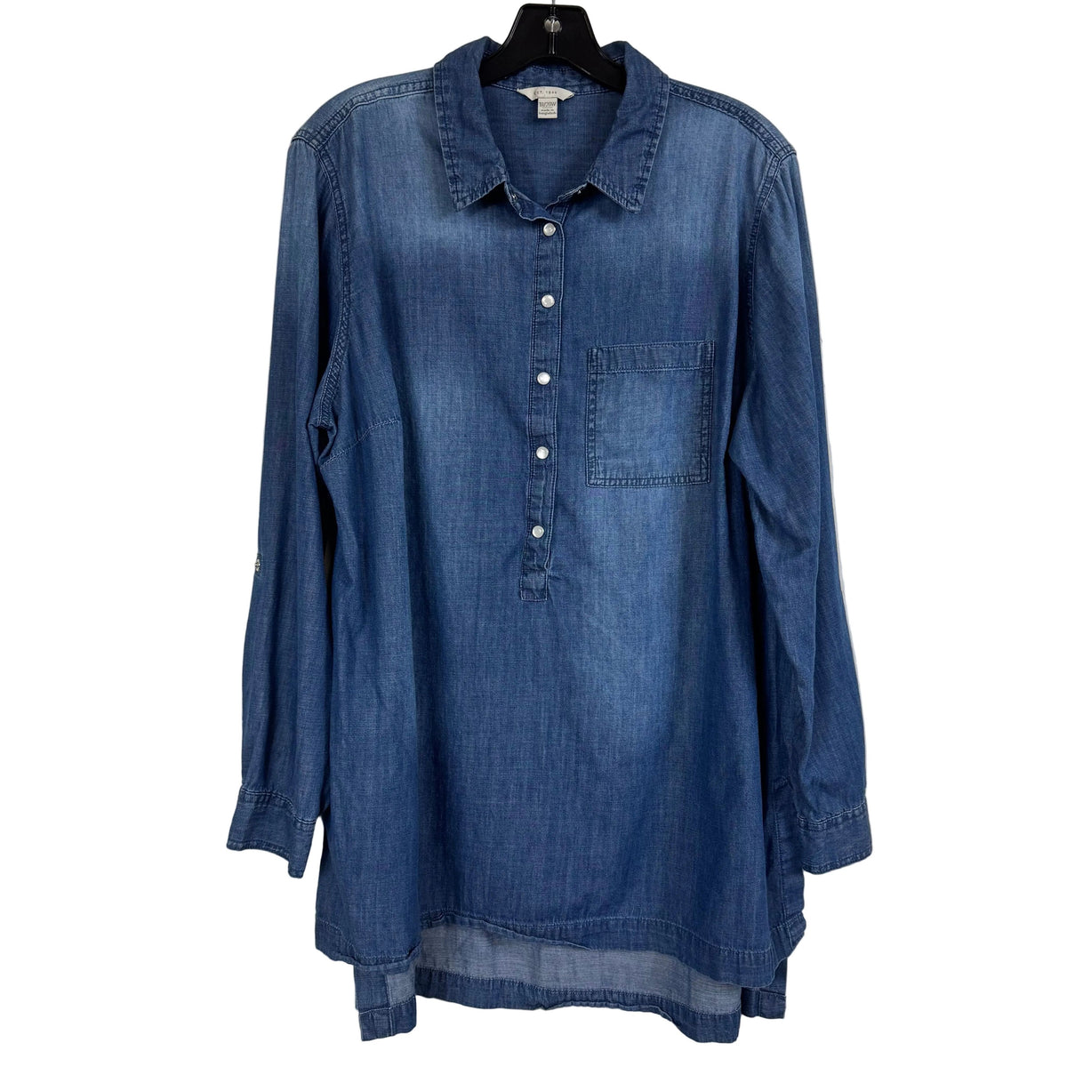 Cato Long Sleeve Blue Denim Shirt Side Slits Button Cuffs 18/20W - Image 1