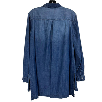 Cato Long Sleeve Blue Denim Shirt Side Slits Button Cuffs 18/20W - Image 2