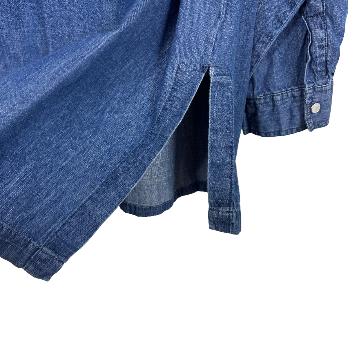 Cato Long Sleeve Blue Denim Shirt Side Slits Button Cuffs 18/20W - Image 4