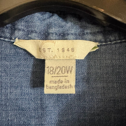 Cato Long Sleeve Blue Denim Shirt Side Slits Button Cuffs 18/20W - Image 5