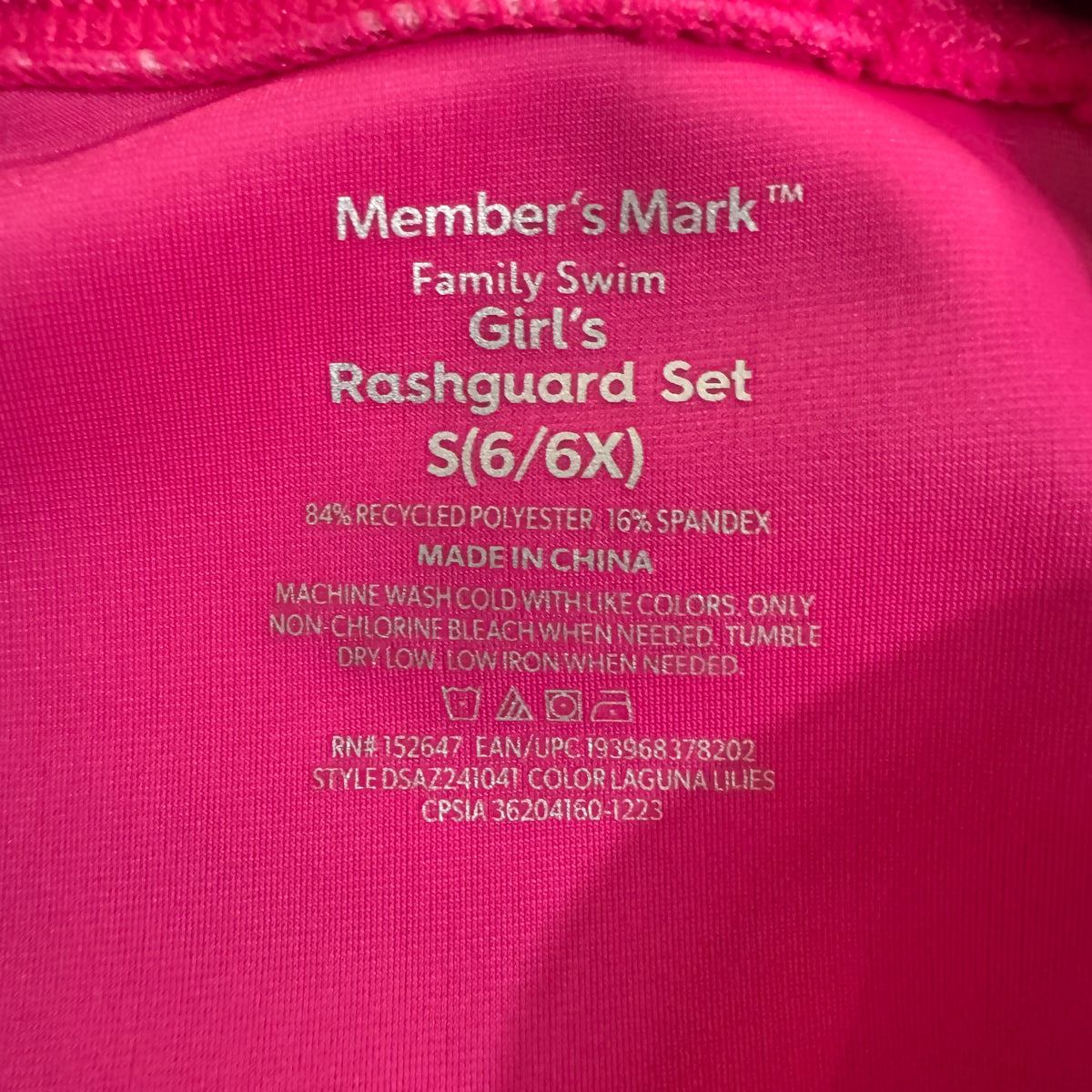 Member's Mark Pink Swimwear Top Girls Small - Image 3