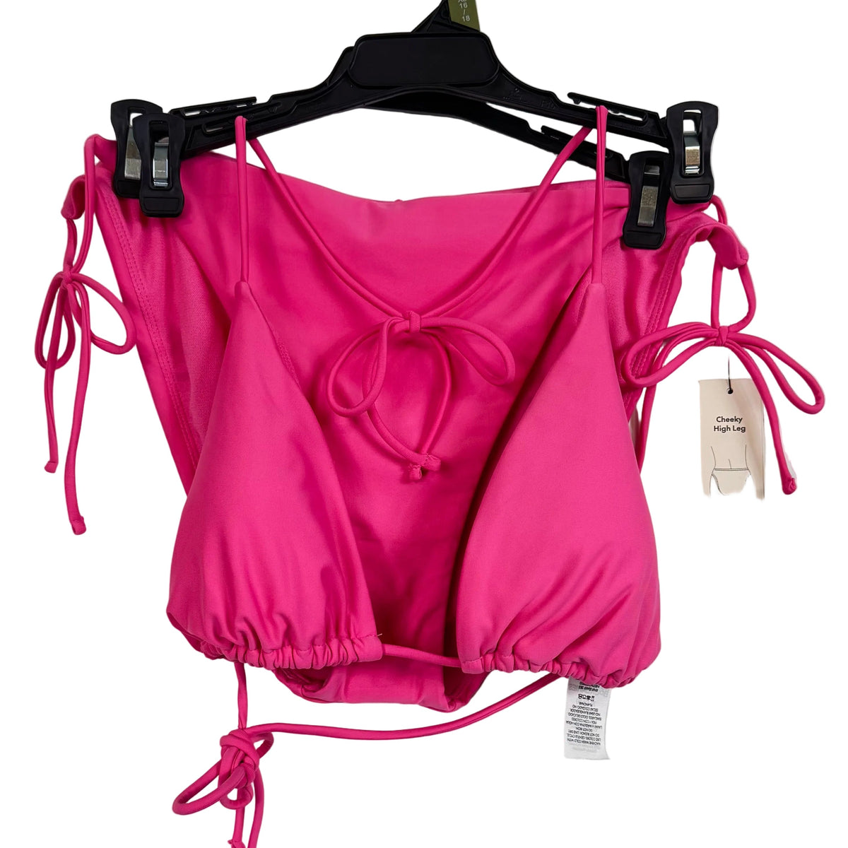 No Boundaries Cheeky High Leg Bikini Set Pink XL 16-18 - Image 1