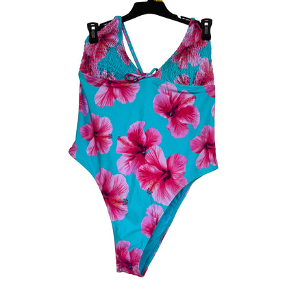 No Boundaries Women's Blue Hibiscus One-piece Size Large - Image 1