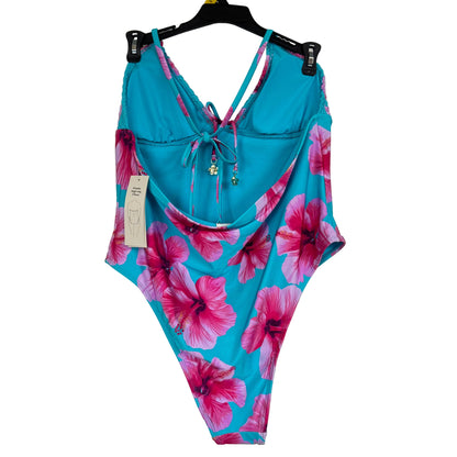 No Boundaries Women's Blue Hibiscus One-piece Size Large - Image 2