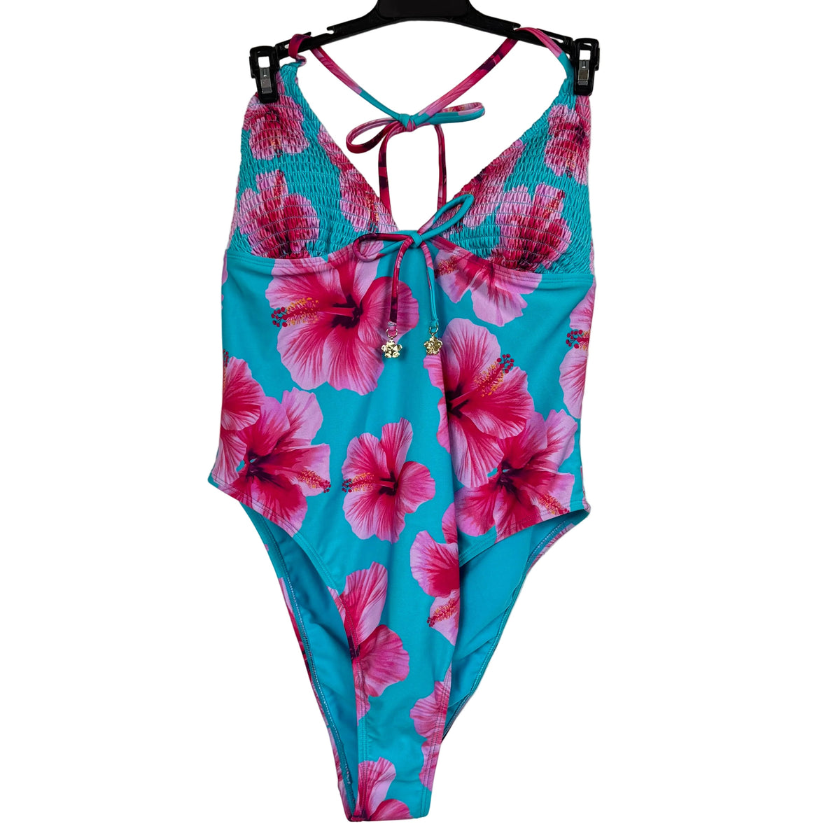 No Boundaries Women's Blue Hibiscus One-piece Size Large - Image 1