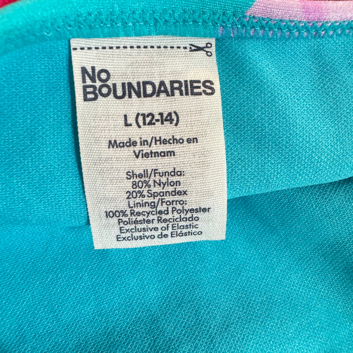 No Boundaries Women's Blue Hibiscus One-piece Size Large - Image 3