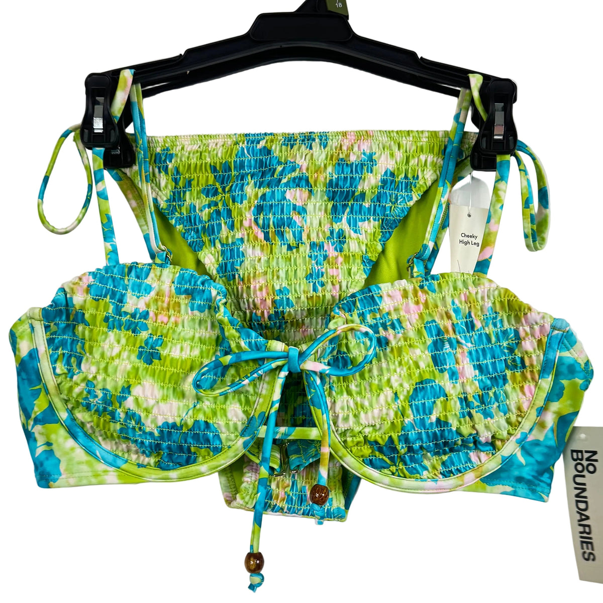 No Boundaries Tie Dye Floral Bikini Set XL (16-18) - Image 1