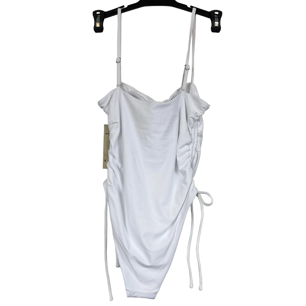 No Boundaries Women's Vivid White Cheeky High Leg One-piece Size Small - Image 2