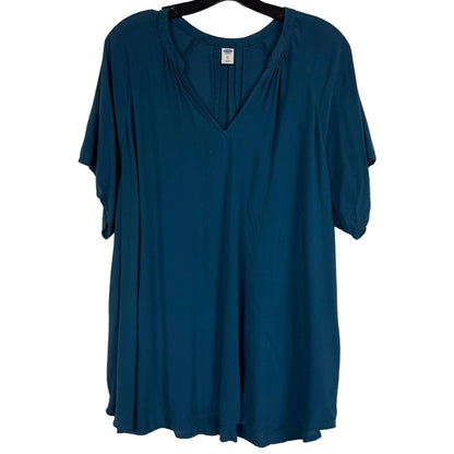 Old Navy Pleated Flutter Blouse Teal XL - Image 1