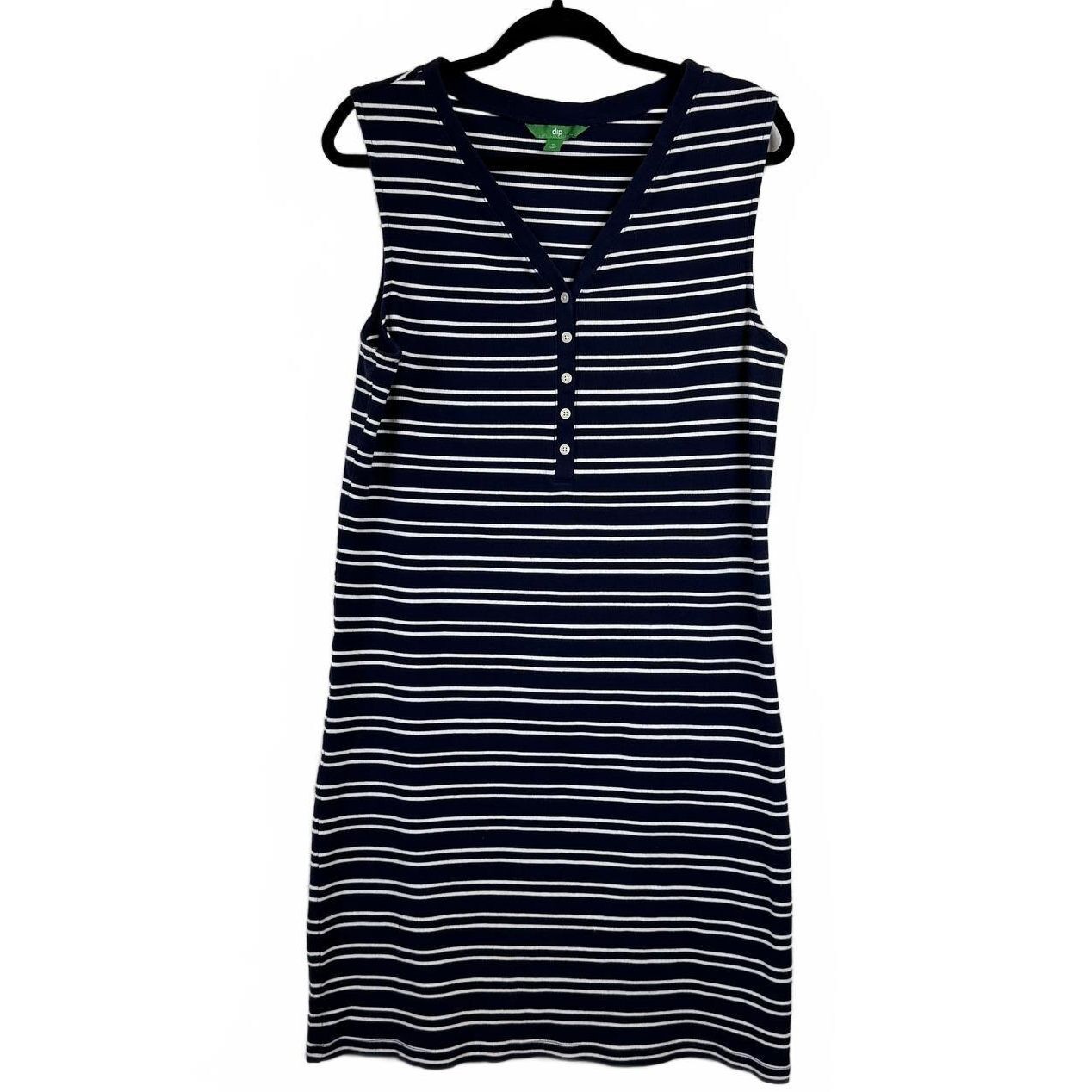 DIP Navy Blue and White Sleeveless Knee-Length Dress Women's XL