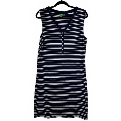 DIP Navy Blue and White Sleeveless Knee-Length Dress Women's XL