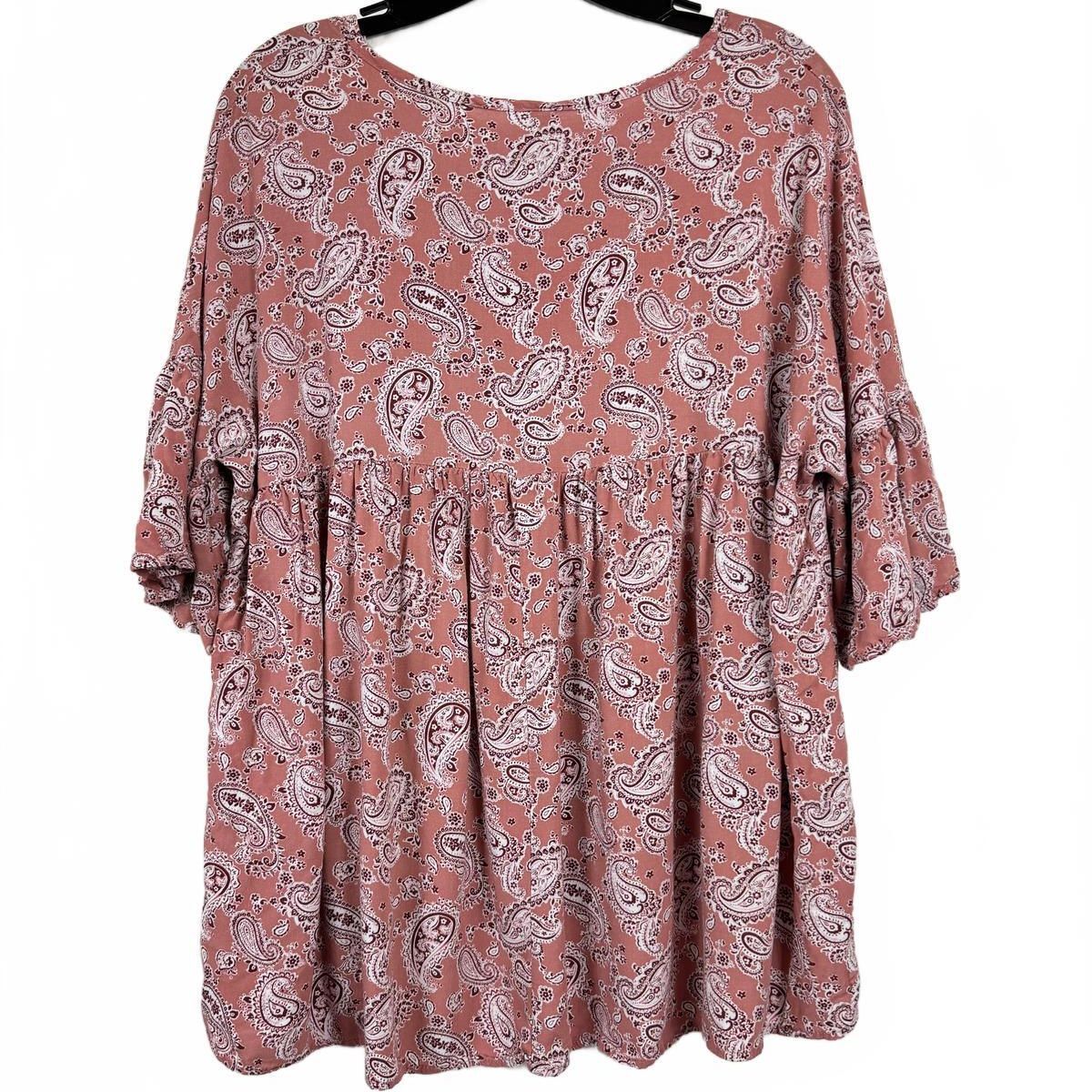 Crepas Pink Short sleeve blouse Women's size Large