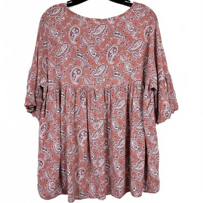 Crepas Pink Short sleeve blouse Women's size Large