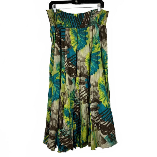 Multiples Green & Blue and Brown Midi Skirt Women's Size Large